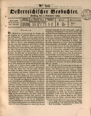 Der Oesterreichische Beobachter Dienstag 5. November 1833