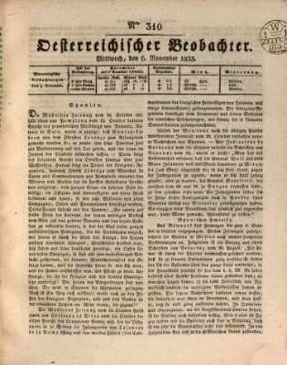 Der Oesterreichische Beobachter Mittwoch 6. November 1833