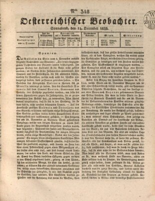 Der Oesterreichische Beobachter Samstag 14. Dezember 1833