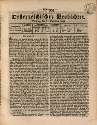 Der Oesterreichische Beobachter Dienstag 17. Dezember 1833