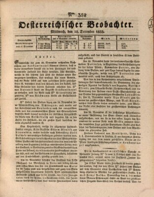 Der Oesterreichische Beobachter Mittwoch 18. Dezember 1833