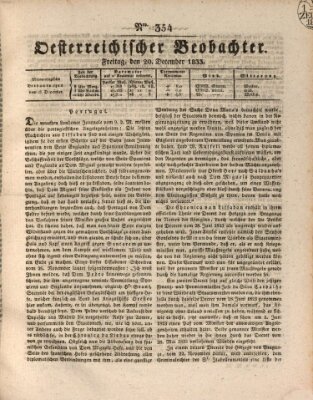 Der Oesterreichische Beobachter Freitag 20. Dezember 1833