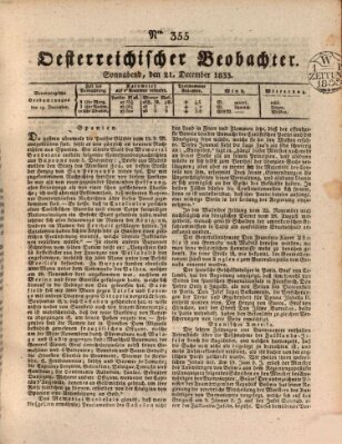 Der Oesterreichische Beobachter Samstag 21. Dezember 1833