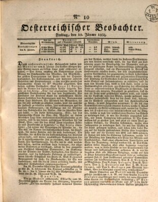 Der Oesterreichische Beobachter Freitag 10. Januar 1834