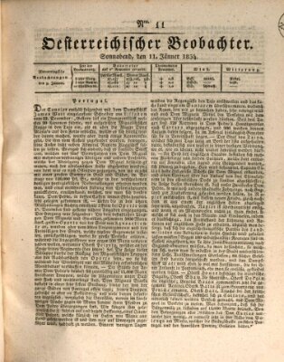 Der Oesterreichische Beobachter Samstag 11. Januar 1834