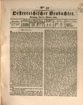 Der Oesterreichische Beobachter Sonntag 19. Januar 1834