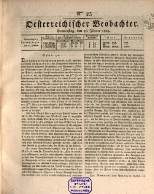 Der Oesterreichische Beobachter Donnerstag 23. Januar 1834