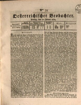 Der Oesterreichische Beobachter Freitag 31. Januar 1834