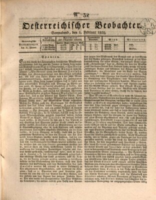 Der Oesterreichische Beobachter Samstag 1. Februar 1834