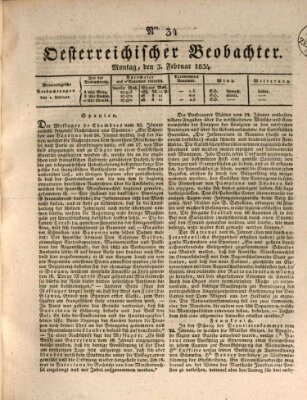 Der Oesterreichische Beobachter Montag 3. Februar 1834