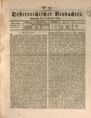 Der Oesterreichische Beobachter Mittwoch 5. Februar 1834