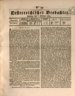 Der Oesterreichische Beobachter Freitag 7. Februar 1834