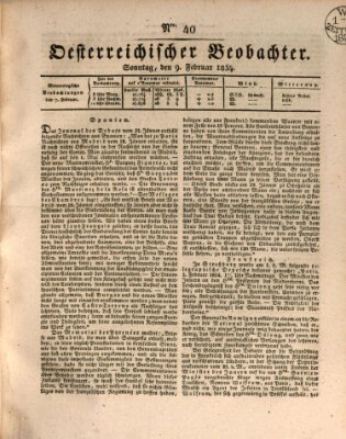 Der Oesterreichische Beobachter Sonntag 9. Februar 1834