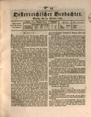 Der Oesterreichische Beobachter Montag 10. Februar 1834