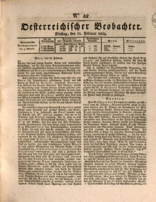 Der Oesterreichische Beobachter Dienstag 11. Februar 1834