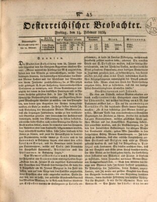 Der Oesterreichische Beobachter Freitag 14. Februar 1834