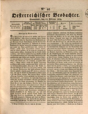 Der Oesterreichische Beobachter Samstag 15. Februar 1834