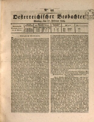 Der Oesterreichische Beobachter Montag 17. Februar 1834