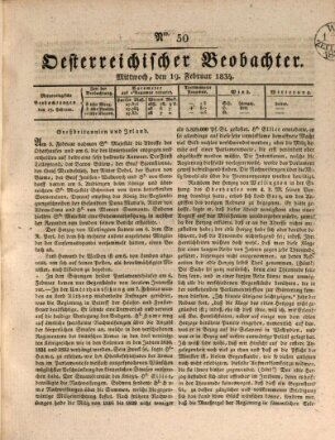 Der Oesterreichische Beobachter Mittwoch 19. Februar 1834