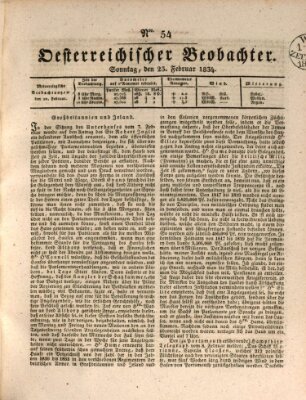 Der Oesterreichische Beobachter Sonntag 23. Februar 1834