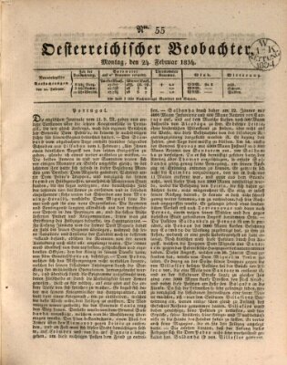 Der Oesterreichische Beobachter Montag 24. Februar 1834