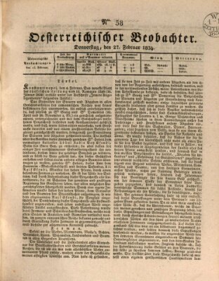 Der Oesterreichische Beobachter Donnerstag 27. Februar 1834