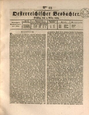 Der Oesterreichische Beobachter Dienstag 4. März 1834