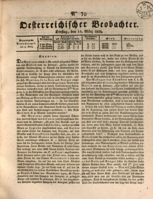 Der Oesterreichische Beobachter Dienstag 11. März 1834