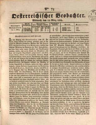 Der Oesterreichische Beobachter Mittwoch 12. März 1834