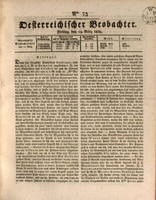 Der Oesterreichische Beobachter Freitag 14. März 1834