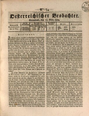 Der Oesterreichische Beobachter Samstag 15. März 1834