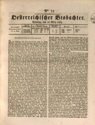 Der Oesterreichische Beobachter Sonntag 16. März 1834