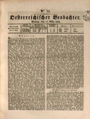 Der Oesterreichische Beobachter Montag 17. März 1834