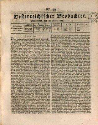 Der Oesterreichische Beobachter Donnerstag 20. März 1834