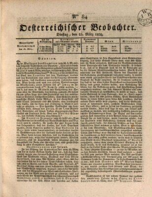 Der Oesterreichische Beobachter Dienstag 25. März 1834