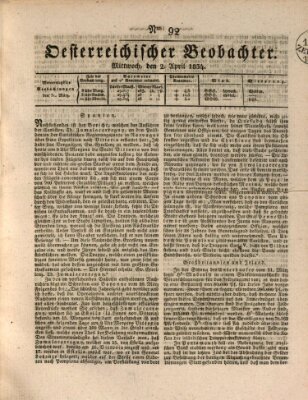 Der Oesterreichische Beobachter Mittwoch 2. April 1834