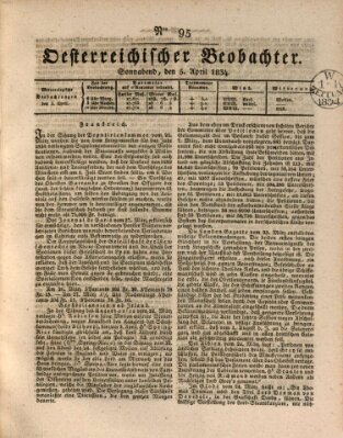 Der Oesterreichische Beobachter Samstag 5. April 1834