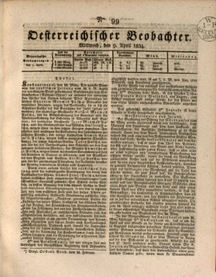 Der Oesterreichische Beobachter Mittwoch 9. April 1834