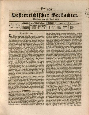 Der Oesterreichische Beobachter Montag 14. April 1834