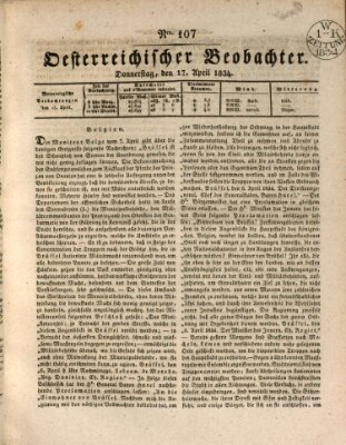 Der Oesterreichische Beobachter Donnerstag 17. April 1834