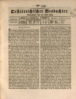 Der Oesterreichische Beobachter Samstag 26. April 1834