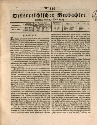 Der Oesterreichische Beobachter Dienstag 29. April 1834