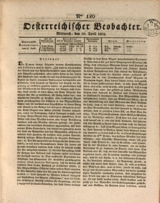 Der Oesterreichische Beobachter Mittwoch 30. April 1834