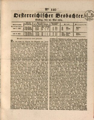 Der Oesterreichische Beobachter Dienstag 20. Mai 1834