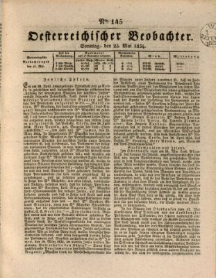 Der Oesterreichische Beobachter Sonntag 25. Mai 1834