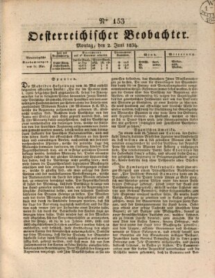 Der Oesterreichische Beobachter Montag 2. Juni 1834