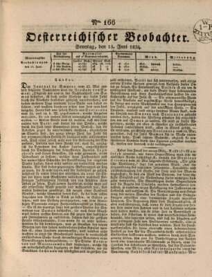 Der Oesterreichische Beobachter Sonntag 15. Juni 1834