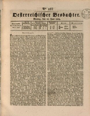 Der Oesterreichische Beobachter Montag 16. Juni 1834