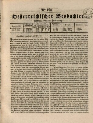 Der Oesterreichische Beobachter Dienstag 17. Juni 1834