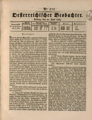 Der Oesterreichische Beobachter Freitag 20. Juni 1834